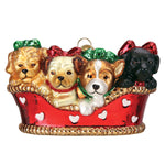 Old World Christmas Puppies In A Basket Ornament - hand-blown glass Christmas tree ornament (view 3)