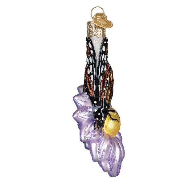 Old World Christmas Monarch Butterfly On Flower Ornament - hand-blown glass Christmas tree ornament (view 2)