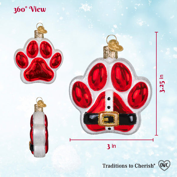 Old World Christmas Santa Paws Ornament - hand-blown glass Christmas tree ornament (view 6)