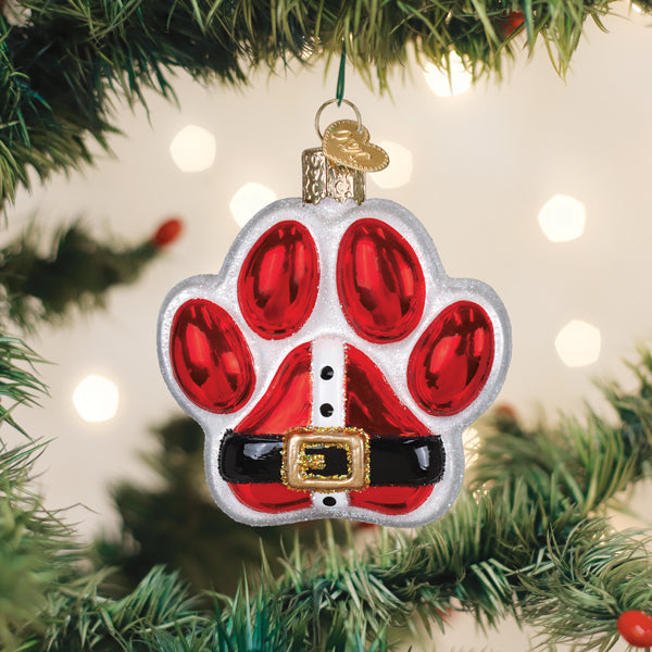 Old World Christmas Santa Paws Ornament - hand-blown glass Christmas tree ornament