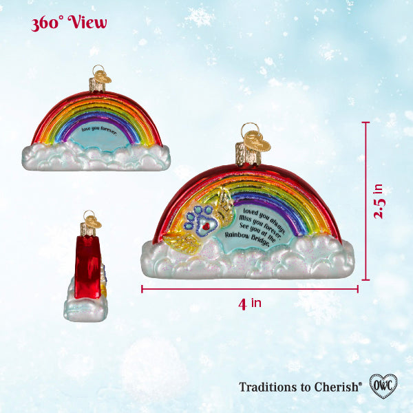 Old World Christmas Pawprints On My Heart Ornament - hand-blown glass Christmas tree ornament (view 6)