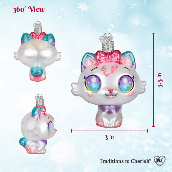 Old World Christmas Kawaii Cat Ornament - hand-blown glass Christmas tree ornament (view 6)