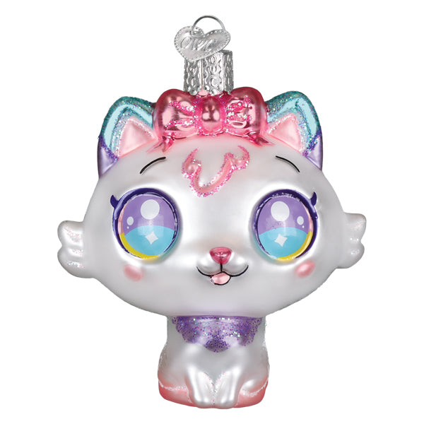 Old World Christmas Kawaii Cat Ornament - hand-blown glass Christmas tree ornament (view 2)