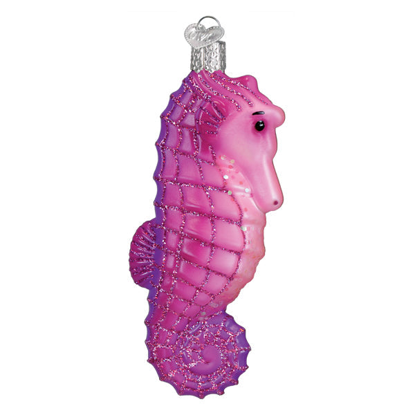 Old World Christmas Shimmering Seahorse Ornament - hand-blown glass Christmas tree ornament (view 2)