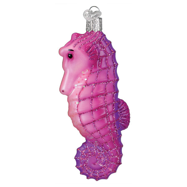 Old World Christmas Shimmering Seahorse Ornament - hand-blown glass Christmas tree ornament (view 3)