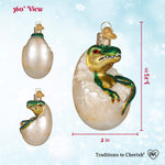 Old World Christmas Baby Dino In Egg Ornament - hand-blown glass Christmas tree ornament (view 6)