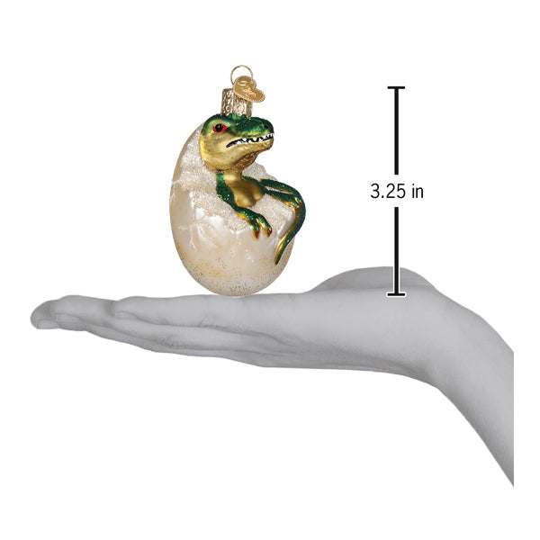 Old World Christmas Baby Dino In Egg Ornament - hand-blown glass Christmas tree ornament (view 5)