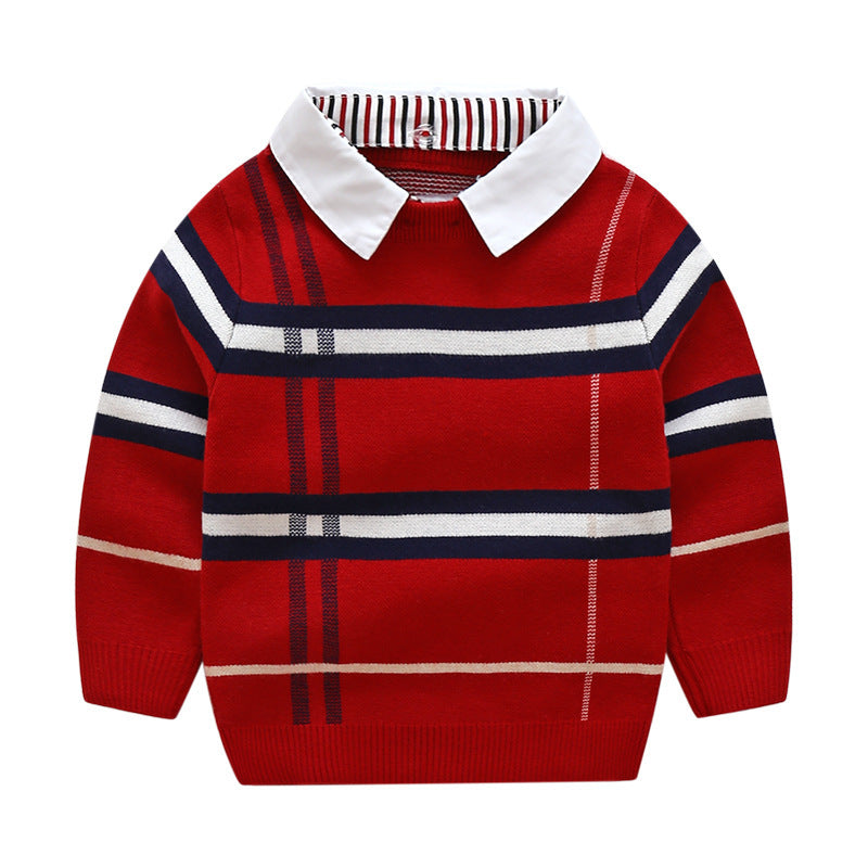 Boys plaid jacquard sweater - Cindi Book