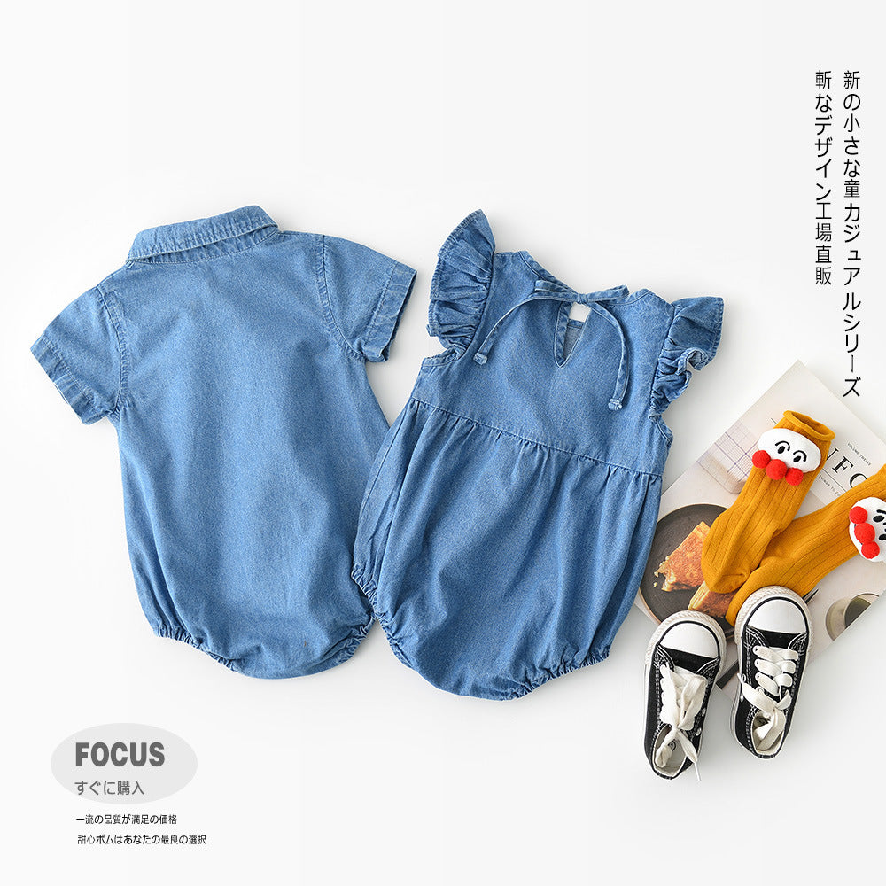 Neonatal baby shirts, collars, sleeves, jeans, hats, baby brothers and sisters wearing triangular crawling clothes - Cindi Book