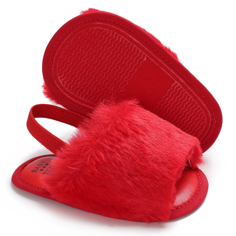 Children's Fur Toddler Flat-heel Slippers - Cindi Book