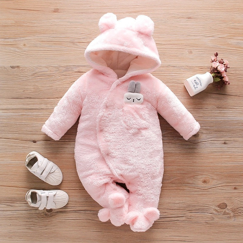 Solid Color Cartoon Baby One-piece Thick Cotton Velvet Suit - Cindi Book