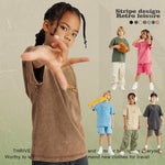 Washed Round Neck Short Sleeve Batik Children's T-shirt - Cindi Book