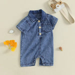 Boy's Western Style Solid Color Short Sleeve Rompers - Cindi Book