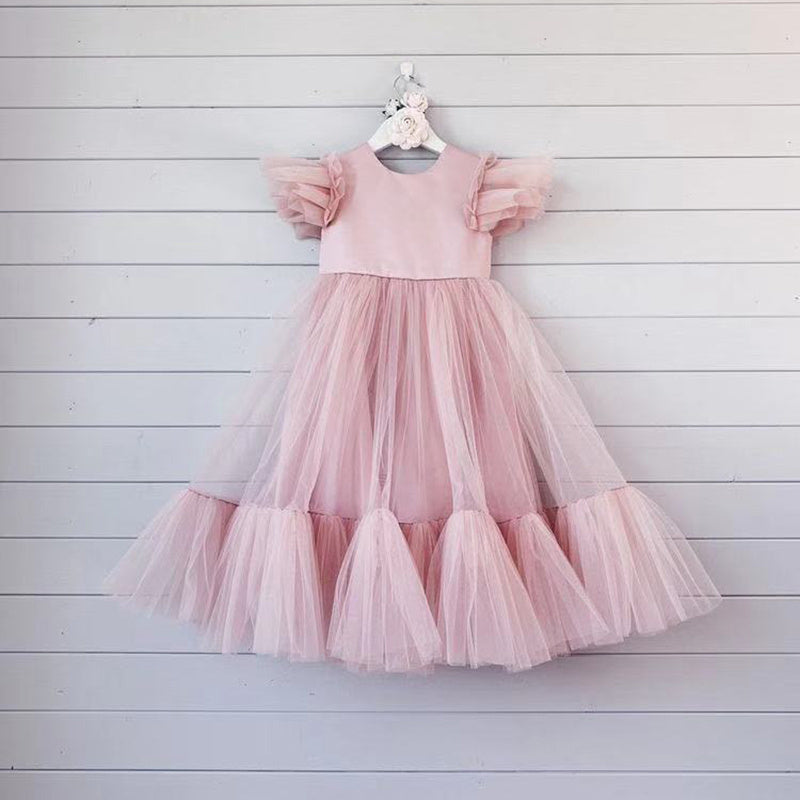Girls' Birthday Princess Dress With Fluffy Yarn - Cindi Book