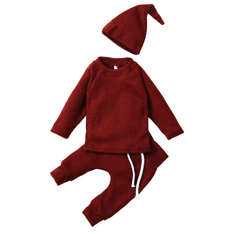 Knitted Baby Children's New Solid Color Knitted Hat Suit - Cindi Book