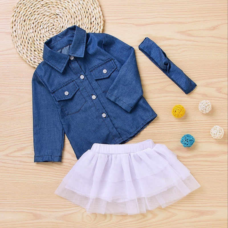 Denim Jacket Three-Piece Set