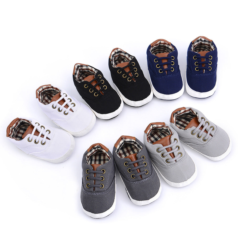 Solid color casual lace soft bottom baby canvas shoes baby shoes toddler shoes - Cindi Book