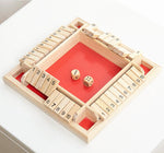 Deluxe Four Sided Shut The Box Dice Board Game 4 Sided 10 Number Wooden Flaps Dices Game Set for Pub Bar Party Supplies - Cindi Book
