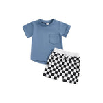 Fashion Personality Boy T-shirt Plaid Shorts Suit - Cindi Book