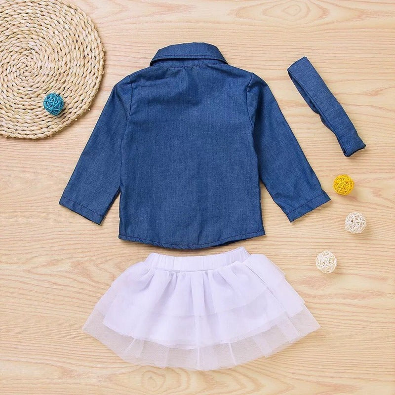 Denim Jacket Three-Piece Set