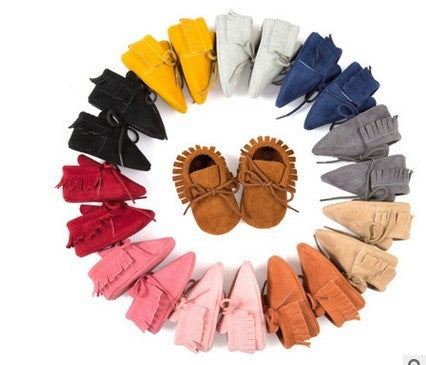 Polychromatic sanding soft bottom tassel shoe baby shoes - Cindi Book