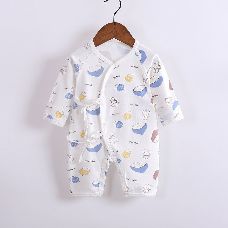 Baby's Cotton Long-sleeved Lace-up Butterfly Jumpsuit - Cindi Book