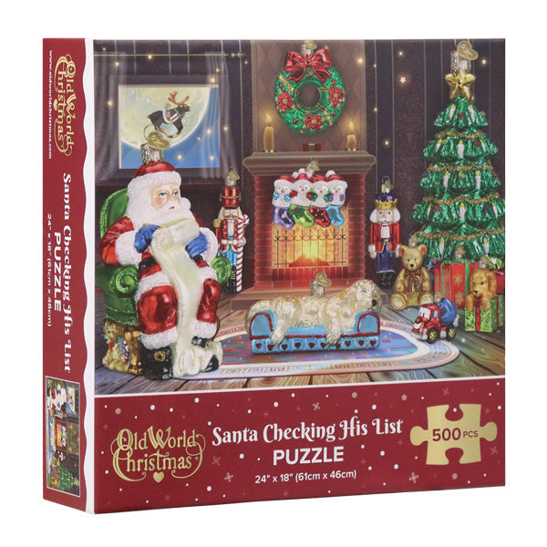 Old World Christmas Santa Checking His List Puzzle - Christmas jigsaw puzzle