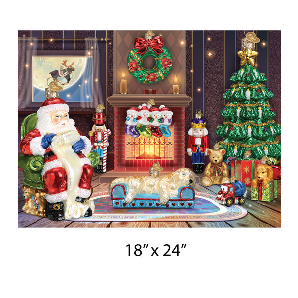 Old World Christmas Santa Checking His List Puzzle - Christmas jigsaw puzzle (view 2)
