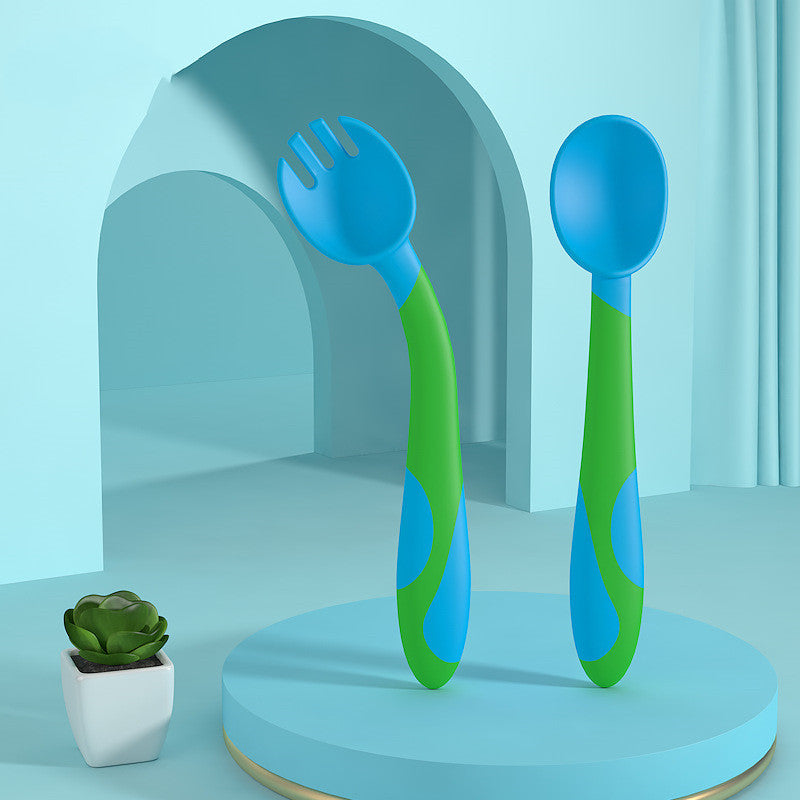 Baby Training Fork Spoon Twist Spoon Children's Tableware Set - Cindi Book