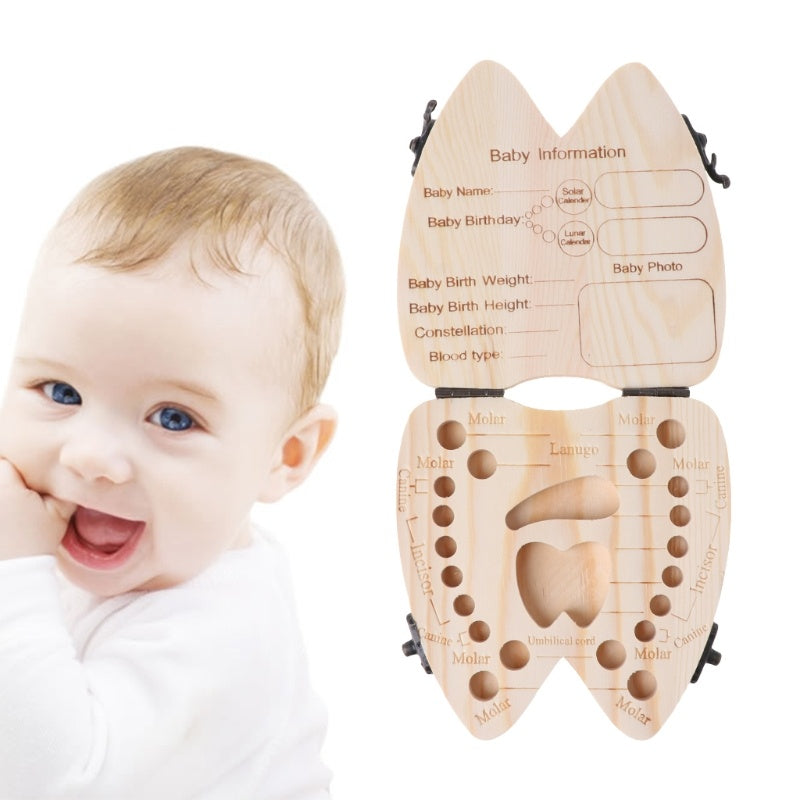 Wooden Baby Tooth Box Organizer Deciduous Teeth Storage - Cindi Book