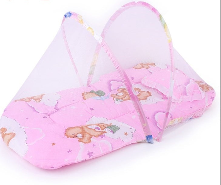 Portable Foldable Baby Kids Infant Bed Dot Zipper Mosquito Net Tent Sleeping Cushion - Cindi Book