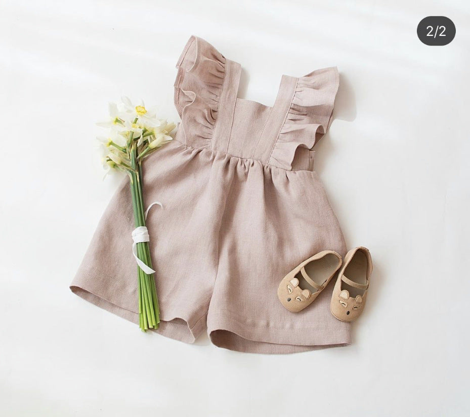 Children's Clothing Infant Cotton And Linen One-piece Shorts Strap - Cindi Book