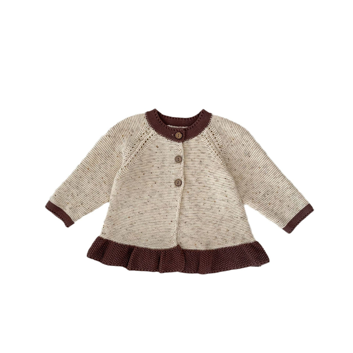 Baby Dot Yarn Ruffled Knitted Cardigan Coat Knitted Bell-bottom Pants - Cindi Book