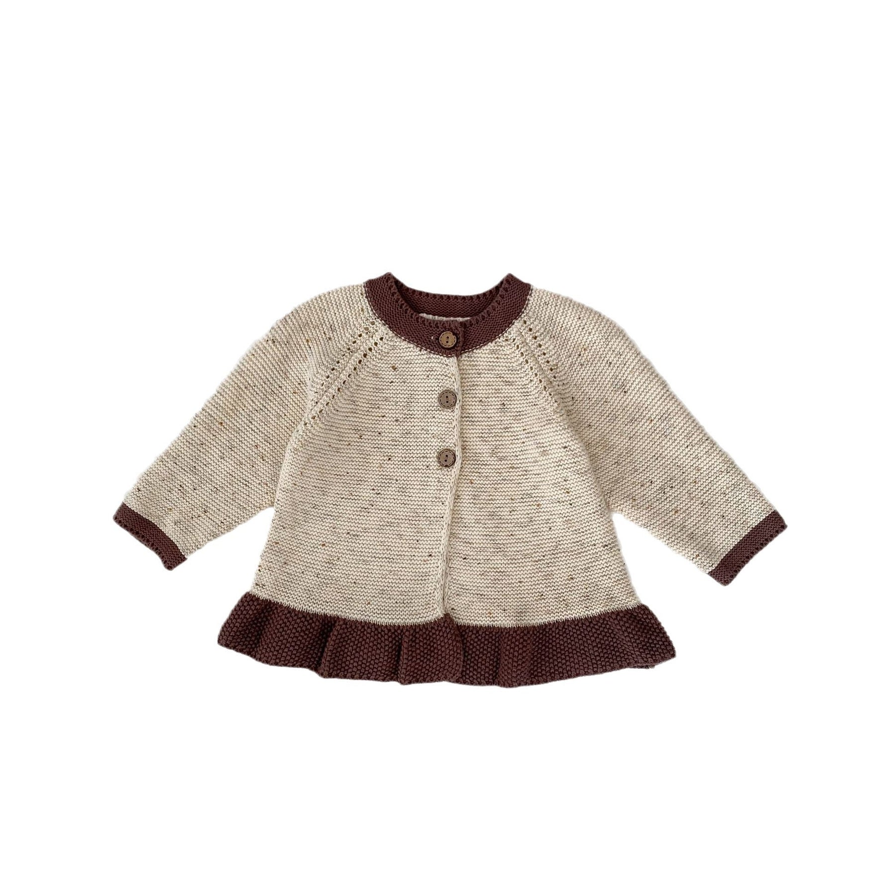 Baby Dot Yarn Ruffled Knitted Cardigan Coat Knitted Bell-bottom Pants - Cindi Book