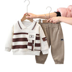 Boys And Girls Striped Large Pocket Lapels Suit - Cindi Book