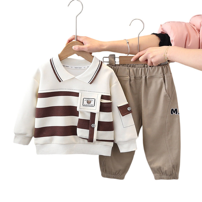 Boys And Girls Striped Large Pocket Lapels Suit - Cindi Book