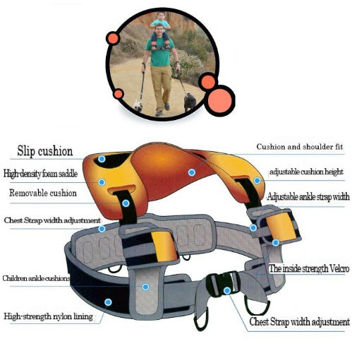 Hands-Free Shoulder Carrier with Ankle Straps and Cushioned Hip Seat Nylon Child Strap Rider travel back frame infant saddle - Cindi Book