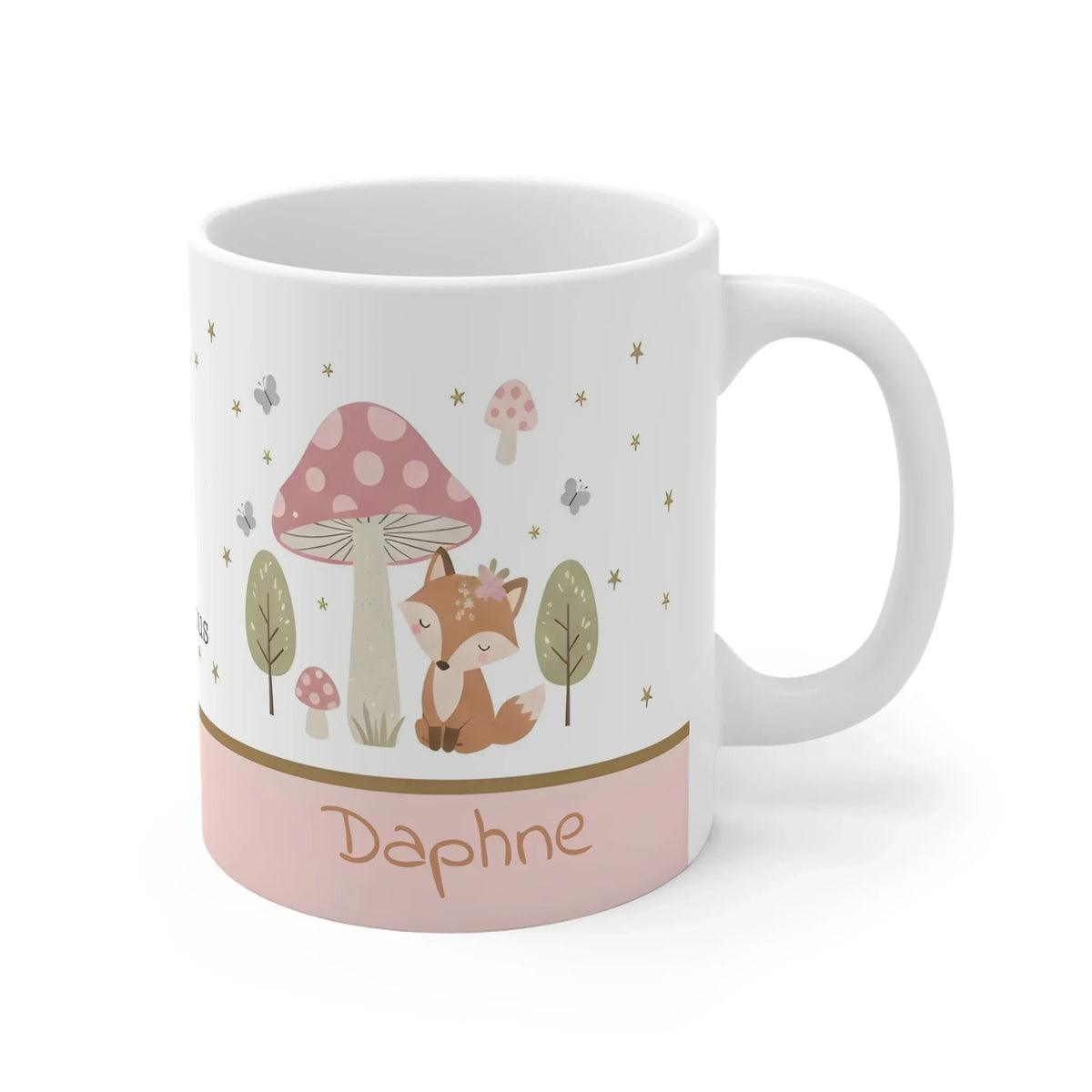 Personalized Stay Curious Woodland Fox Mug | Custom Name | Mushroom Butterfly Forest Ceramic Gift