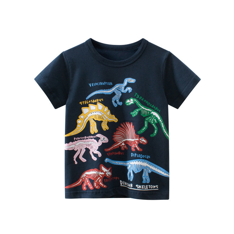 Short-sleeved T-shirt Dinosaur Cartoon Baby Clothes - Cindi Book