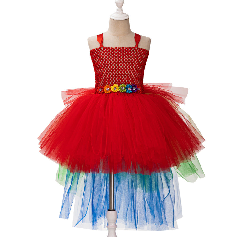 Children's Trailing Parrot Dress Birthday Dress Catwalk Ball - Cindi Book