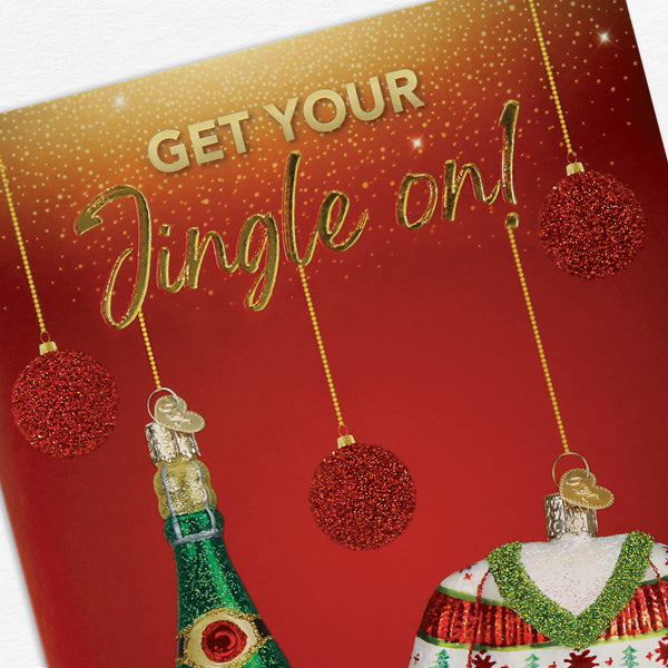 Old World Christmas Jingle On Christmas Card - hand-blown glass Christmas tree ornament (view 4)