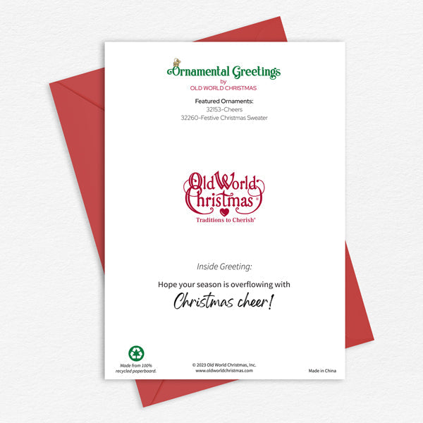 Old World Christmas Jingle On Christmas Card - hand-blown glass Christmas tree ornament (view 5)