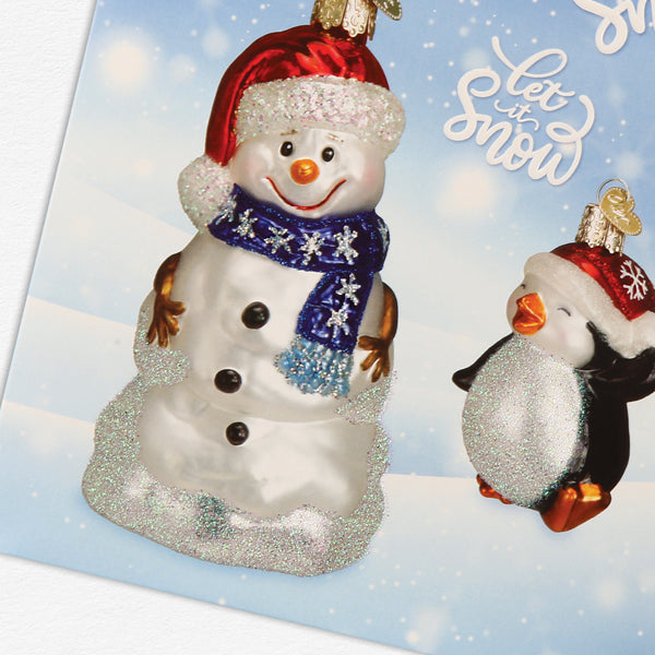 Old World Christmas Snowman Christmas Card - hand-blown glass Christmas tree ornament (view 4)