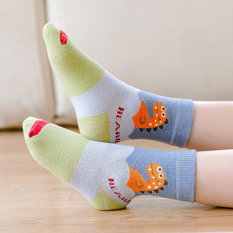 Autumn And Winter Cartoon Dinosaur Mid-calf Cotton Warm Sports Boys' Socks - Cindi Book