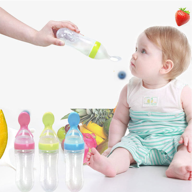 Safe Newborn Baby Feeding Bottle Toddler Silicone Squeeze Feeding Spoon Milk Bottle Baby Training Feeder Food Supplement - Cindi Book