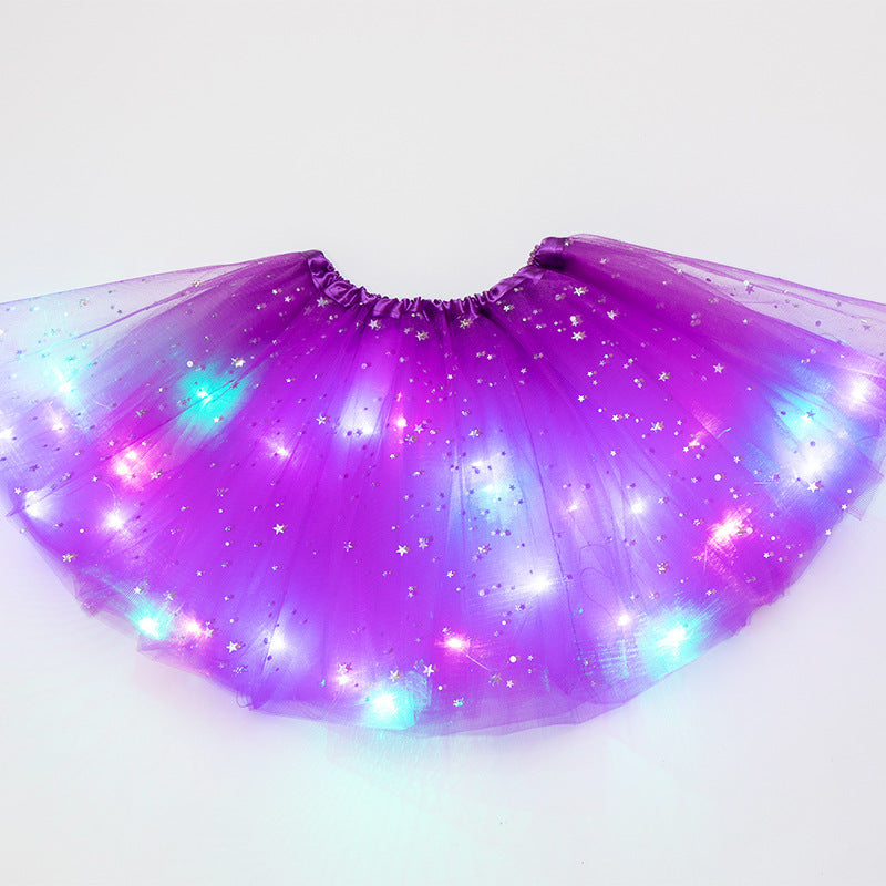 Magical & Luminous  LED Princess Halloween Tutu Skirt Sequins Shiny Skirt - Cindi Book