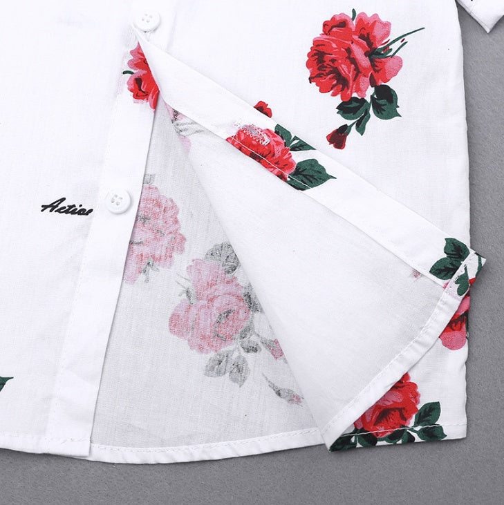 2pcs Summer Baby Set Flower Short Sleeve Polo Shirt With Red Shorts Shorts School Clothes For Children  China - Cindi Book