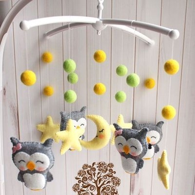 Newborn Owl Hand-Made Fabric Crib Rattle Toy - Cindi Book