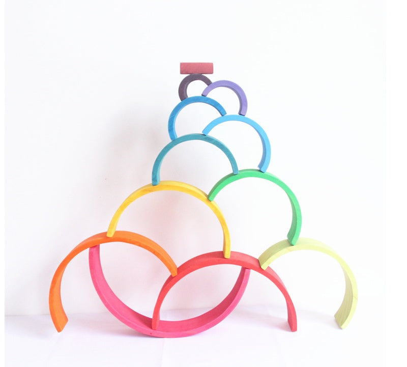 Jigsaw Puzzle Large 12-piece Arch Bridge Rainbow Building Blocks Early Childhood Education Toys - Cindi Book