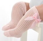 Baby Infants Kids Toddlers Girls Boys Knee High Socks Tights Leg Warmer Ribbon Bow Solid Cotton Stretch Cute Lovely - Cindi Book